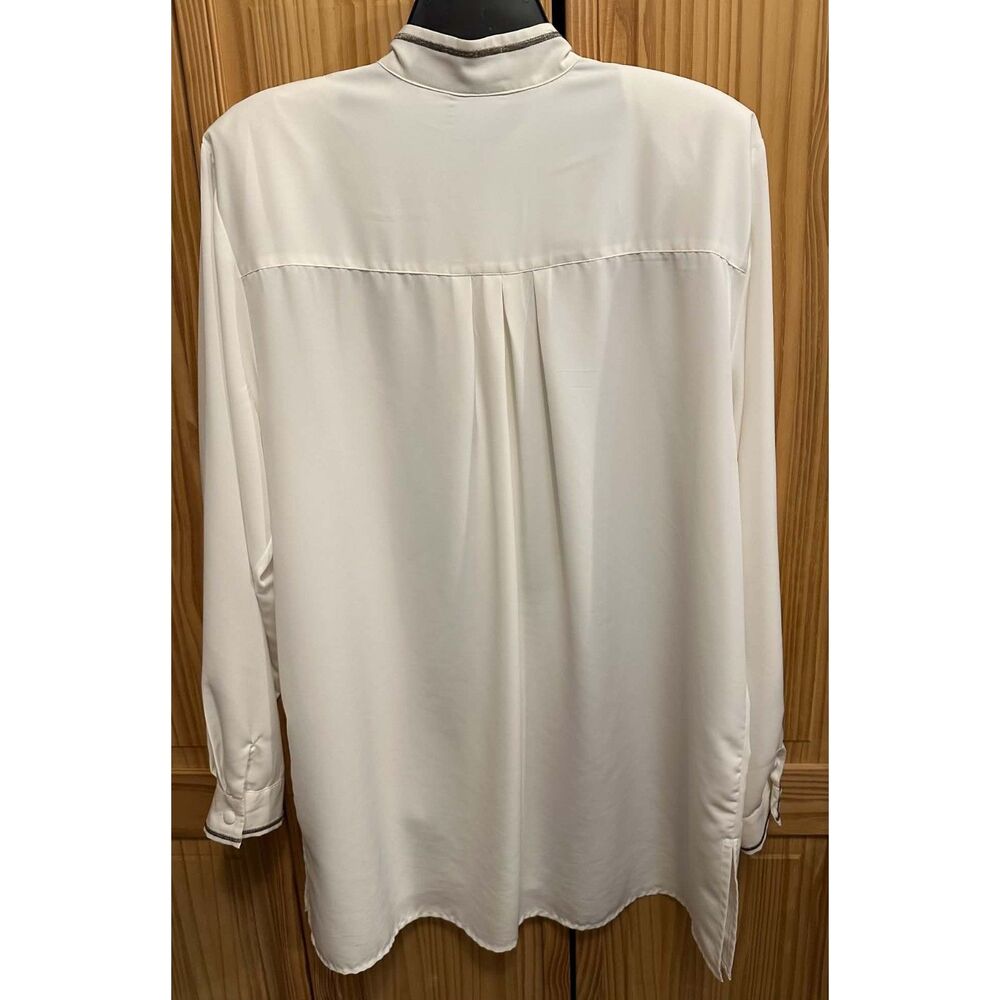Womens Sz XLg Off White Cream Top By Jacqueline Penne Long Sleeve Button Up EUC - Picture 4 of 7